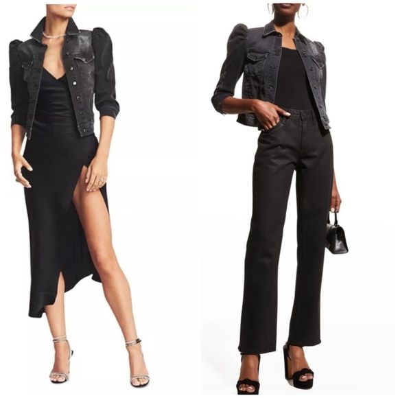 Retrofete puff sleeve Ada jacket in faded black - Picture 2 of 13